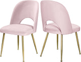 Logan Contemporary Dining Chair Set with Comfortable Foam Cushioning and Elegant Gold Legs