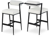 Stryker Counter Stools Set of 2 - Luxurious Boucle Fabric and Vegan Leather for Modern Spaces