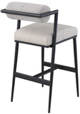 Stryker Counter Stools Set of 2 - Luxurious Boucle Fabric and Vegan Leather for Modern Spaces