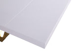 Excel Extendable Dining Table with White Lacquer Top & Gold Stainless Steel Base - Perfect for Gatherings!