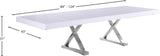 Excel Extendable Dining Table with White Lacquer Top & Chrome Base - Stylish Versatile Design!