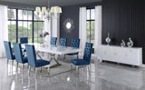 Excel Extendable Dining Table with White Lacquer Top & Chrome Base - Stylish Versatile Design!