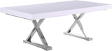 Excel Extendable Dining Table with White Lacquer Top & Chrome Base - Stylish Versatile Design!