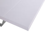 Excel Extendable Dining Table with White Lacquer Top & Chrome Base - Stylish Versatile Design!