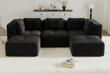 CORDELIA 116" 3-Seater High Armrest Sofa with 2 Ottomans