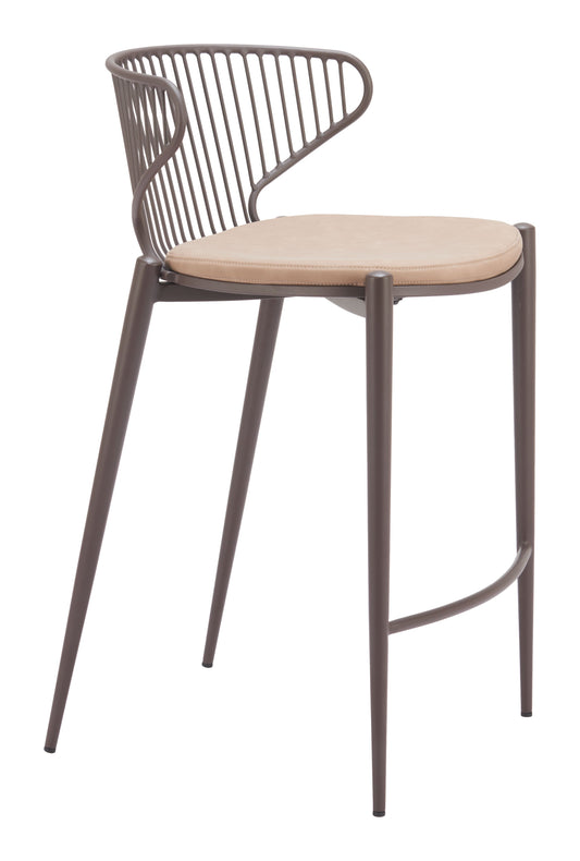 Silues Counter Stool (Set of 2) Taupe & Brown