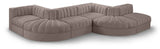 Rummi - Rounded Velvet Performance Fabric Upholstered 6 Piece Modular Sectional