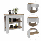 Tuhome Cala Kitchen Island 40 with Two Shelves, One Drawer, Four Legs, Modern and Functional Storage for Kitchen