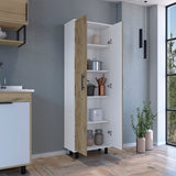 Tuhome Napoles Multistorage Pantry Cabinet with Five Interior Shelves, Double-Door Enclosed Storage, Modern Metal Handles and Legs, Space-Saving Tall Organizer for Kitchen, Laundry Room or Multifunctional Home Storage