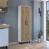 Tuhome Napoles Multistorage Pantry Cabinet with Five Interior Shelves, Double-Door Enclosed Storage, Modern Metal Handles and Legs, Space-Saving Tall Organizer for Kitchen, Laundry Room or Multifunctional Home Storage