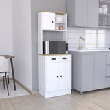 Albany Kitchen Pantry with Three-Door Cabinet, Smooth-Glide Drawer, Adjustable Interior Shelves and Side Display Storage, Multi-Level Organization for Appliances, Cookware and Daily Essentials for a Modern Functional Kitchen