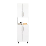 Linden 76.8" Tall Kitchen Pantry Cabinet with Hutch, Two Double Door Cabinets, Five Shelves, Microwave Storage Shelf, Modern Multi-Purpose Pantry for Kitchen, Garage, Laundry Room & Home Organization