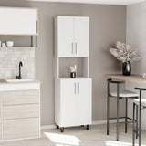 Linden 76.8" Tall Kitchen Pantry Cabinet with Hutch, Two Double Door Cabinets, Five Shelves, Microwave Storage Shelf, Modern Multi-Purpose Pantry for Kitchen, Garage, Laundry Room & Home Organization
