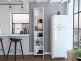 Tuhome Hobart Pantry with Four Legs, Two Cabinets, Two Open Shelves, Adjustable Legs, Modern Storage Solution for Kitchen