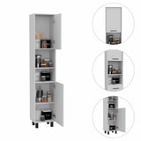 Tuhome Hobart Pantry with Four Legs, Two Cabinets, Two Open Shelves, Adjustable Legs, Modern Storage Solution for Kitchen