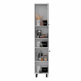 Tuhome Hobart Pantry with Four Legs, Two Cabinets, Two Open Shelves, Adjustable Legs, Modern Storage Solution for Kitchen