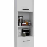 Tuhome Hobart Pantry with Four Legs, Two Cabinets, Two Open Shelves, Adjustable Legs, Modern Storage Solution for Kitchen