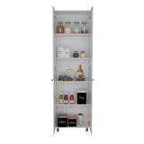 Tuhome Baleare Pantry Cabinet with Five Interior Shelves, Double Door Cabinet, Four Legs, Elegant White Finish for Bedroom, Living Room, or Office Storage