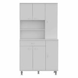 Tuhome Della 90 Kitchen Pantry with One Drawer, Multiple Cabinets, Two Open Shelves, Modern Design for Kitchen Organization