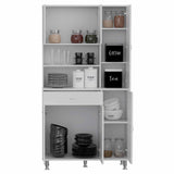 Tuhome Della 90 Kitchen Pantry with One Drawer, Multiple Cabinets, Two Open Shelves, Modern Design for Kitchen Organization