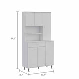 Tuhome Della 90 Kitchen Pantry with One Drawer, Multiple Cabinets, Two Open Shelves, Modern Design for Kitchen Organization
