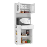 Tuhome Capienza Pantry Cabinet with Double Door Hutch, Spacious Drawer, Multi-Level Storage, Side Spice Shelves, Cable Management, Modern Kitchen Organizer for Small Appliances and Everyday Essentials