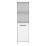 Tuhome Eiffel Kitchen Pantry with Two Open Shelves, Single-Door Cabinet, Multi-Level Interior Storage, Modern Space-Saving Kitchen Organizer for Small Appliances, Pantry Essentials, and Everyday Home Organization