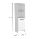 Tuhome Eiffel Kitchen Pantry with Two Open Shelves, Single-Door Cabinet, Multi-Level Interior Storage, Modern Space-Saving Kitchen Organizer for Small Appliances, Pantry Essentials, and Everyday Home Organization