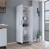 Tuhome Napoles Multistorage Pantry Cabinet with Five Interior Shelves, Double-Door Enclosed Storage, Modern Metal Handles and Legs, Space-Saving Tall Organizer for Kitchen, Laundry Room or Multifunctional Home Storage