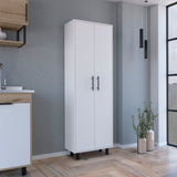 Tuhome Napoles Multistorage Pantry Cabinet with Five Interior Shelves, Double-Door Enclosed Storage, Modern Metal Handles and Legs, Space-Saving Tall Organizer for Kitchen, Laundry Room or Multifunctional Home Storage