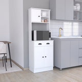 Albany Kitchen Pantry with Three-Door Cabinet, Smooth-Glide Drawer, Adjustable Interior Shelves and Side Display Storage, Multi-Level Organization for Appliances, Cookware and Daily Essentials for a Modern Functional Kitchen