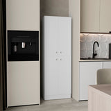 Lynch 71-Inch High Kitchen Pantry Storage Cabinet with Four Doors, Five Adjustable Shelves, Freestanding Cupboard for Dining Room, Living Room, Laundry or Multifunctional Home Organization and Space-Saving Storage Solutions