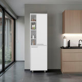 TUHOME Burton Kitchen Pantry with Two Doors, Adjustable Interior Shelves and Side Storage Compartments, Compact Organization Cabinet for Food, Supplies and Small Appliances, Space-Saving Solution for Modern Home Kitchens