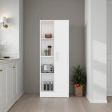 TUHOME Austin Storage Broom Closet with Magnetic-Closure Doors, Tall Multi-Purpose Utility Cabinet for Cleaning Supplies, Durable Engineered Wood Construction and Space-Saving Design