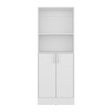 Juls Multipurpose Storage Pantry with Two Upper Open Storage Shelves and, Two Door Cabinet with Interior Storage for Kitchen, Laundry Room or Living Room