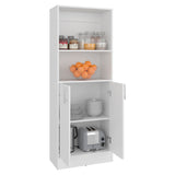 Juls Multipurpose Storage Pantry with Two Upper Open Storage Shelves and, Two Door Cabinet with Interior Storage for Kitchen, Laundry Room or Living Room