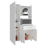 Pantress Complete Kitchen Pantry and Microwave Cabinet with One Door Side Kitchen Storage Cabinet, Compact Countertop, One Drawer, One Small Cabinet and, One Open Shelf