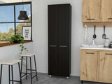 Tuhome Baleare Pantry Cabinet with Five Interior Shelves, Double Door Cabinet, Four Legs, Elegant White Finish for Bedroom, Living Room, or Office Storage