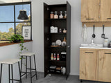 Tuhome Baleare Pantry Cabinet with Five Interior Shelves, Double Door Cabinet, Four Legs, Elegant White Finish for Bedroom, Living Room, or Office Storage