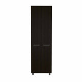 Tuhome Baleare Pantry Cabinet with Five Interior Shelves, Double Door Cabinet, Four Legs, Elegant White Finish for Bedroom, Living Room, or Office Storage