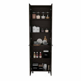 Tuhome Baleare Pantry Cabinet with Five Interior Shelves, Double Door Cabinet, Four Legs, Elegant White Finish for Bedroom, Living Room, or Office Storage