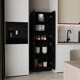Lynch 71-Inch High Kitchen Pantry Storage Cabinet with Four Doors, Five Adjustable Shelves, Freestanding Cupboard for Dining Room, Living Room, Laundry or Multifunctional Home Organization and Space-Saving Storage Solutions