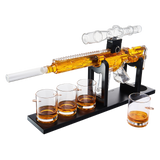 Whiskey Decanter Set - AR Limited Edition, Wooden Silencer Stopper - 800 ml & 4 12oz Bullet Glasses - Unique Gift - Drinking Party Accessory, Gun Liquor Decanter, Tik Tok Gun Decanter Mens Birthday