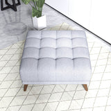Addison Square Light Grey Upholstered Ottoman