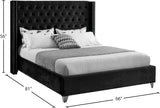 Aiden Velvet Bed - Elegant Wing Design with Deep Tufting, Chrome Nailheads & Solid Wood Frame