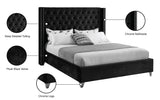 Aiden Velvet Bed - Elegant Wing Design with Deep Tufting, Chrome Nailheads & Solid Wood Frame