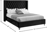 Aiden Velvet Bed - Elegant Wing Design with Deep Tufting, Chrome Nailheads & Solid Wood Frame