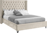 Aiden Velvet Bed - Elegant Wing Design with Deep Tufting, Chrome Nailheads & Solid Wood Frame