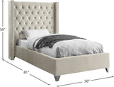 Aiden Velvet Bed - Elegant Wing Design with Deep Tufting, Chrome Nailheads & Solid Wood Frame