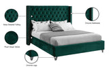 Aiden Velvet Bed - Elegant Wing Design with Deep Tufting, Chrome Nailheads & Solid Wood Frame